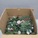 Prelit Small Christmas Tree 20" with 50 Warm LED Timer Lights, Battery Operated Xmas Tree with Red Berries & Pinecones, Frosted Urn Filler, Outdoor for Porch and Pathway,2 Pack (Snow Berry Tree)