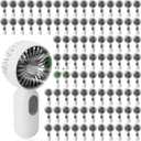 Rossesay 96 Pcs Mini Portable Fan Bulk Cute Handheld Lightweight Small Little Personal Hand Eyelash Fan 3 Speeds USB Rechargeable for Women Men Indoor Outdoor Makeup Travel (White)