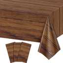 3 Pack Wood Grain Plastic Tablecloth, 54 X 108Inch Rustic Wood Table Covers for Rectangle Table Disposable Vintage Farmhouse Tablecloths for Cowboy Western Barn Birthday Baby Shower Party Supplies