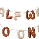 Felt Half Way To One Banner Stuffed Letters for Baby Nursery Decor 1/2 Birthday Party Supplies Rustic Half Birthday Decorations 6 Month Photoshoot Props