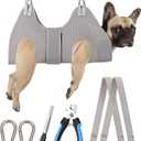 Kkiimatt Dog Grooming Hammock Harness, M Size Grooming Sling Restraint for Nail Trim, Silver Gray Holder Hanger for Grooming with Thick Neck Support, Size: M (45 LB Max) Silver Grey 8-15in