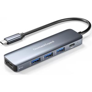 USB C HUB, DockteckExpand USB-C Multiport Adapter 5 in 1 with 4K HDMI, 100W Power Delivery, 3 USB 3.0 Data Ports for MacBook Pro/Air, iPad Pro/Air/Mini 6 and More