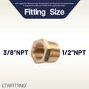 LTWFITTING Brass Pipe Hex Bushing Reducer Fittings 1/2 Inch Male x 3/8 Inch Female NPT(Pack of 25)