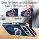 Tnarru Designed for Google Pixel 7 Pro Case with Ring Stand, Support Magnetic Car Mount Rotating Finger Holder Soft TPU Cover Plating Edge Slim Phone Case for Pixel 7 Pro Blue