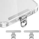 saxsion Phone Tether Tab & Lanyard Tab, 360° Swivel Clip - Ultra Thin Stainless Steel Universal Patch for All Phone Cases, No Block Charging (Fashion Silver*2)