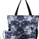 ETidy Large Capacity Foldable Tote Bag With Zipper Water-resistant SandproofWomen Beach Bag Handbag GymBag Travel ShoppingBag