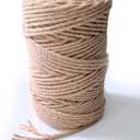 6mm Jute Twine String, 164 Feet 4 Ply Thick Heavy Duty Twine Rope for Crafts, Cat Scratching Post, Cats Toy Making, Gardening Plant, Packing, Bundling, Christmas, Wedding Decor