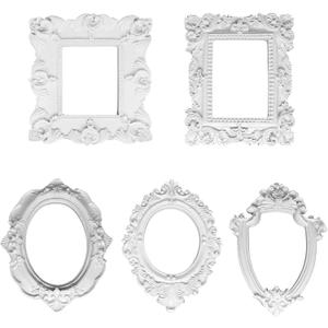 5Pcs White Small Picture Frames Mini Vintage Frames Picture Frame Vintage for DIY Photo(Small, 3-5 inch)