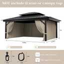 Outdoor Gazebo Curtain Replacement Universal 4-Panel Sidewalls 12' X 16',Outdoor Patio Waterproof Privacy Curtain with Double Zipper for Patio,Garden, and Backyard (Curtain Only), 192"W x 144"L