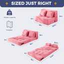 MAXYOYO Convertible Sofa Bed, Fold Out Sleeper Sofa with Pillow, 4 in 1 Tufted Folding Couch Bed Foam Floor Couch, Lazy Chair for Living Room Bedroom Guest Room, Pink  (Full)