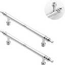 2 x 2 Pack 5 Inch Hole Center Polished Chrome Cabinet Pulls, Solid Zinc Alloy Drawer Handles 185mm Total Length Modern Furniture Hardware for Bathroom Kitchen Wardrobe,Include Mounting Screws