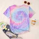 IZYJOY Women Football Shirt Vintage Game Day T-Shirt Sunday Funday Tee Tie Dye Football Season Short Sleeve Tops (L)