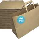 Reli. Paper Shopping Bags | 60 Pcs | Large 16"x6"x12" | Brown Paper Bags with Handles | Heavy Duty, 68 lbs Basis | Kraft With Wide Base | Take Out/To Go, Retail, Shopping, Restaurant