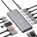 NOVOO USB C Docking Station, 12 in 1 Docking Station Dual Monitor with 2 HDMI, VGA, 5 USB Ports, 100W PD, USB-C Data, SD/TF Card Reader, Compatible with MacBook/Dell/HP/Surface