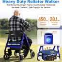 Walkers for Seniors 2 in 1 Wheelchair Combo, 450 lb Foldable Rollator Transport Chair with Seat, Heavy Duty Rolling Walker 10" Wheels for All Terrain, Blue