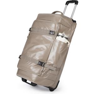 BAGSMART Rolling Duffle Bag with Wheels, Travel Duffel Luggage Bag for Men, Water Repellent Heavy Duty for Travel Camp, Camel, Large, 70L