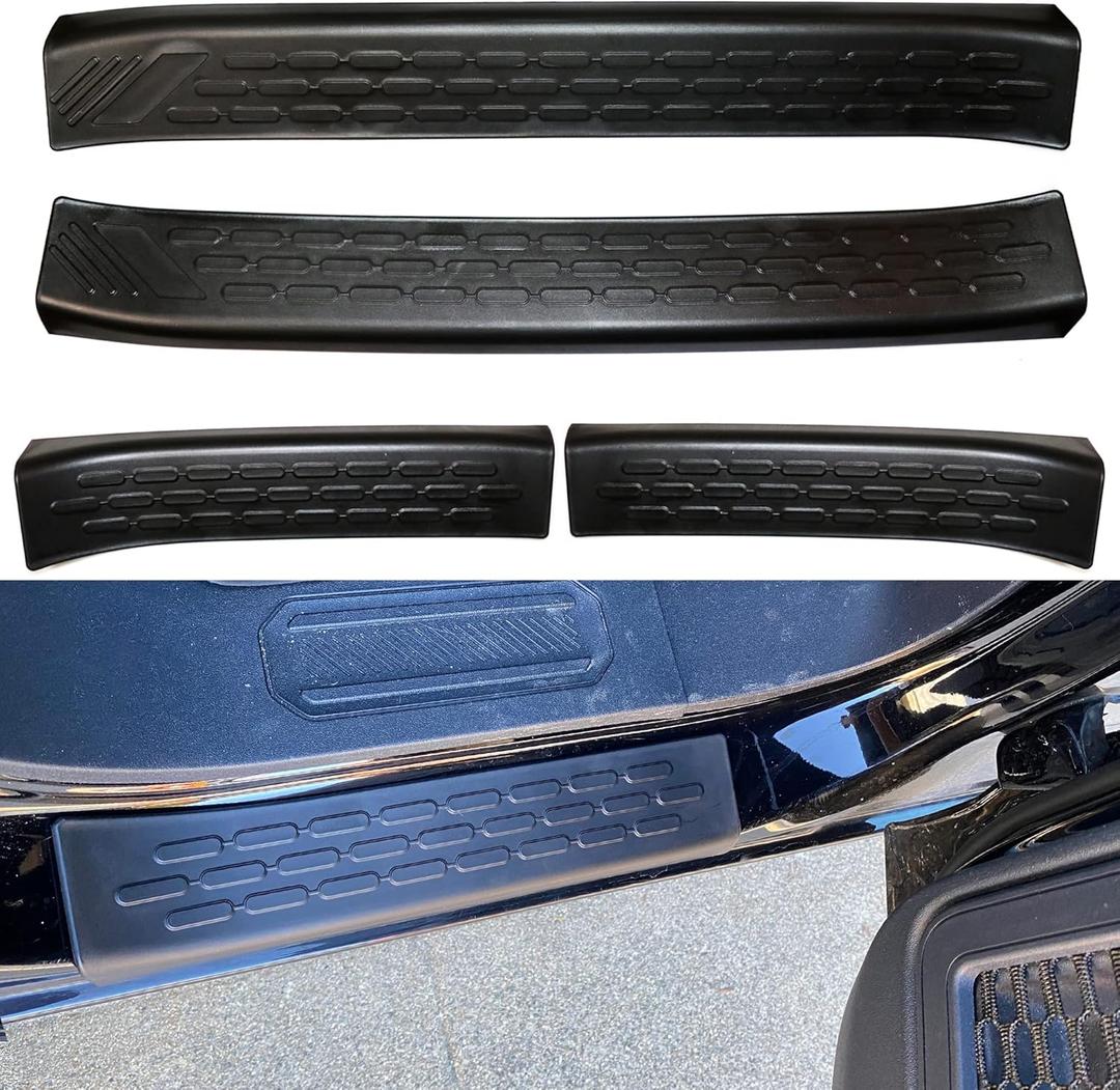 Door Sill Protector Guards for Ford Bronco 4 Door 2021 2022 2023 2024 2025 Accessories Front Rear Entry Door Sill Scuff Plate Welcome Pedal Protector Cover for Bronco 4 Door, 4Pcs Black