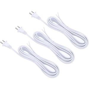 PATIKIL 15 Feet Lamp Cord, SPT-2 18AWG UL Listed Power Wire 3 Pack White Lamp Cords Replacement with Polarized Plug for Lamp Repair Parts