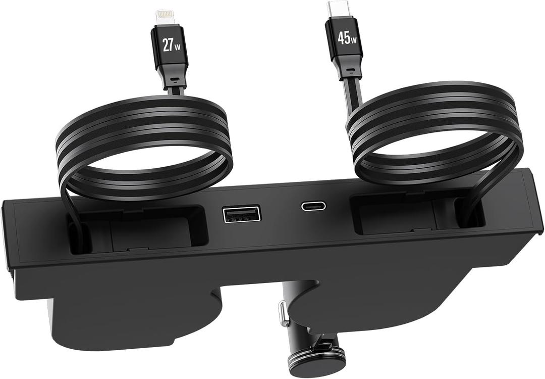 USB HUB for Tesla New Model Y Juniper & Model 3 Highland，Hidden Docking Station Design，Tesla Model 3 (2024 2025 2026)/New Model Y Juniper Accessories for Phone Charger Fast Charging Cables