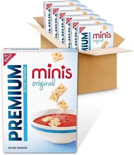 Premium Original Mini Saltine Crackers, Lunch Snacks, Bulk Snacks, 6 - 11 oz Boxes BB: 16 JUL 26