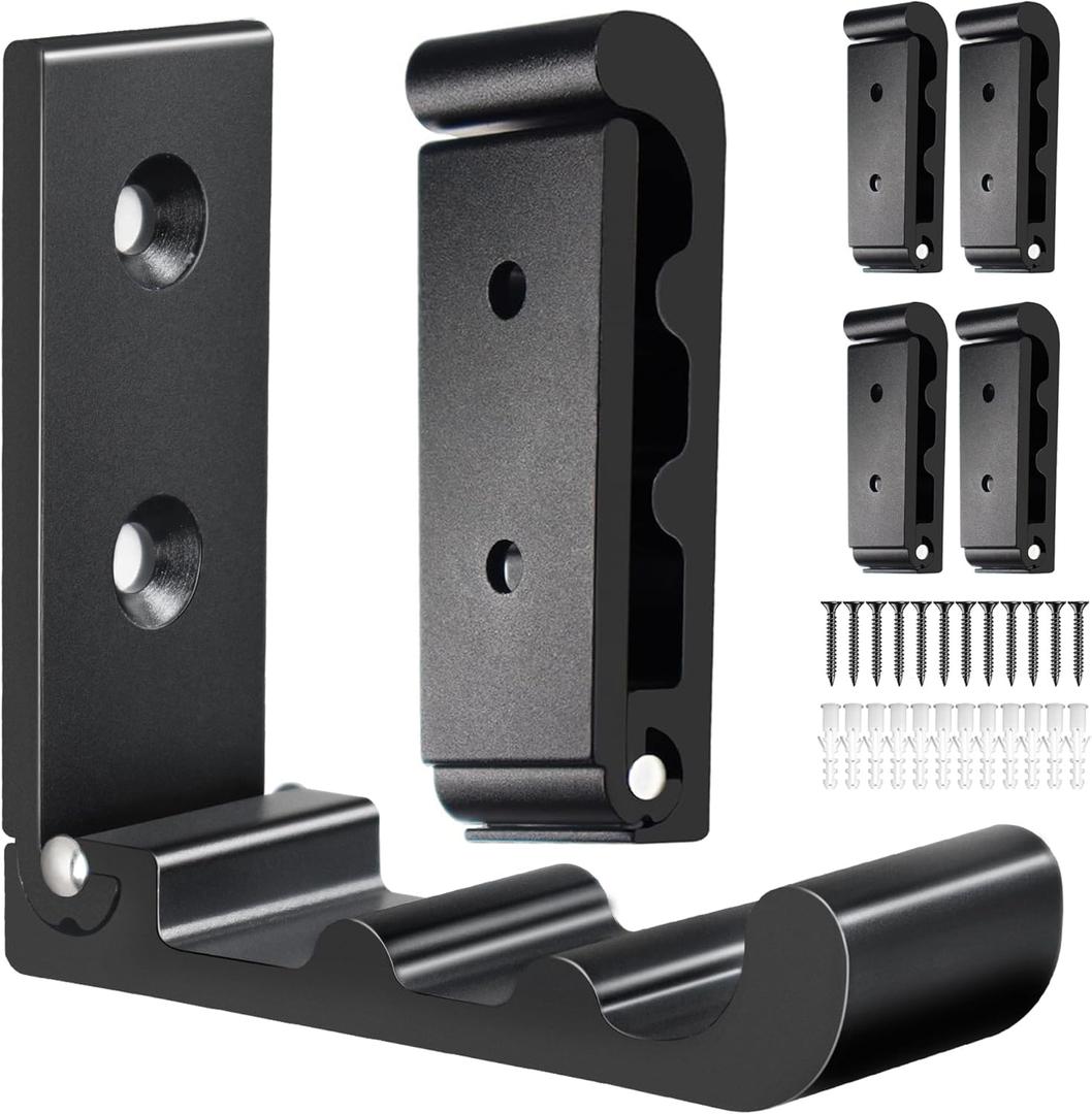 OHIYO 6 PCS Heavy Duty Folding Wall Hooks, Sturdy Black Wall Mounted Hooks for Coats, Towels, Backpacks, Bags, Space Saving Wave Design for Living Room, Bedroom Organization