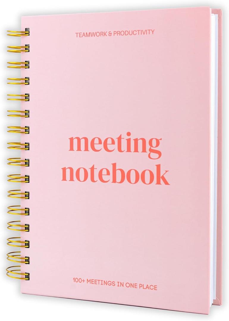 Lamare Meeting Notebook for Work Organization  Perfect Work Notebook for Note Taking, Meeting Planner and Office Supplies for Men & Women (Large - 6.9x9.8", Pink)