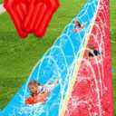 Spring Water 30ft Slip and Water Slide for Kids Backyard, Extra Long 2 Lanes Slip n Water Slide with Sprinkler, Gaint Water Slides with 2 Inflatable Bodyboards Outdoor Fun Summer Water Toys