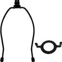 6" Lamp Shade Harp Holder and E26 Light Base UNO Fitter Adapter Converter Finial Set,for Table and Floor Lamps (Black)