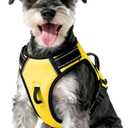 No Pull Dog Harness, No Chock Reflective Adjustable Soft Padded Pet Vest with Easy Control Handle, Easy Wearing with Stylish, Reinforced Knot, 2 Buckles (Medium, Yellow)