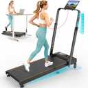 Rayspace Walking Pad with 12% Incline/Adjustable Height, Upgraded 3.5HP Walking Pad with Handle Bar, 4 in 1 Foldable Under Desk Treadmill, Electric Portable Treadmills for Home 350LBS, LED Display (Black)