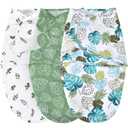 david's kids 100% Cotton 3 Pack Baby Swaddle Wrap for 0-3 Months, Soft Breathable Swaddle Blanket for Newborn Infant, Adjustable Baby Wrap Sleep Sacks for Boys Girls, Newborn Essentials, Leaf
