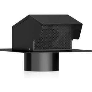 Removable Roof Vents, Hon&Guan 4 Inch Roof Dryer Vent for Houses, Galvanized Steel 4 Inch Exhaust Vent for Ventilation System-with Damper, Black.