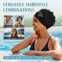 5 x Large Swimming Cap, Suitable for Men and Women, Specially Designed Swimming Cap, Suitable for Very Long and Thick Curly Hair and Braids, Keep Hair Dry (Black)
