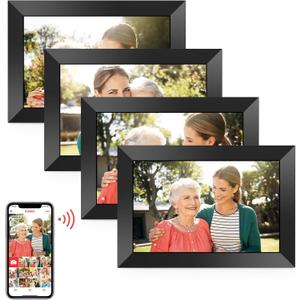 BIGASUO Digital Picture Frame, 10.1" Frameo Digital Frame WiFi with 32GB Memory, 1280x800 IPS Touch Screen, Send Photos/Videos from Your Phone Anywhere, Photo Gifts for Parents and Grandparents 4 Pack