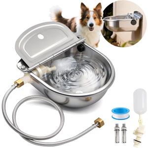 Automatic Dog Water Bowl Dispenser Outdoor, Water Dispenser for Dogs Cats, 304 Stainless Steel Waterer for Large Dogs Chicken Duck Pig Cow Goat, Wall Mountable, with Drainage Hole