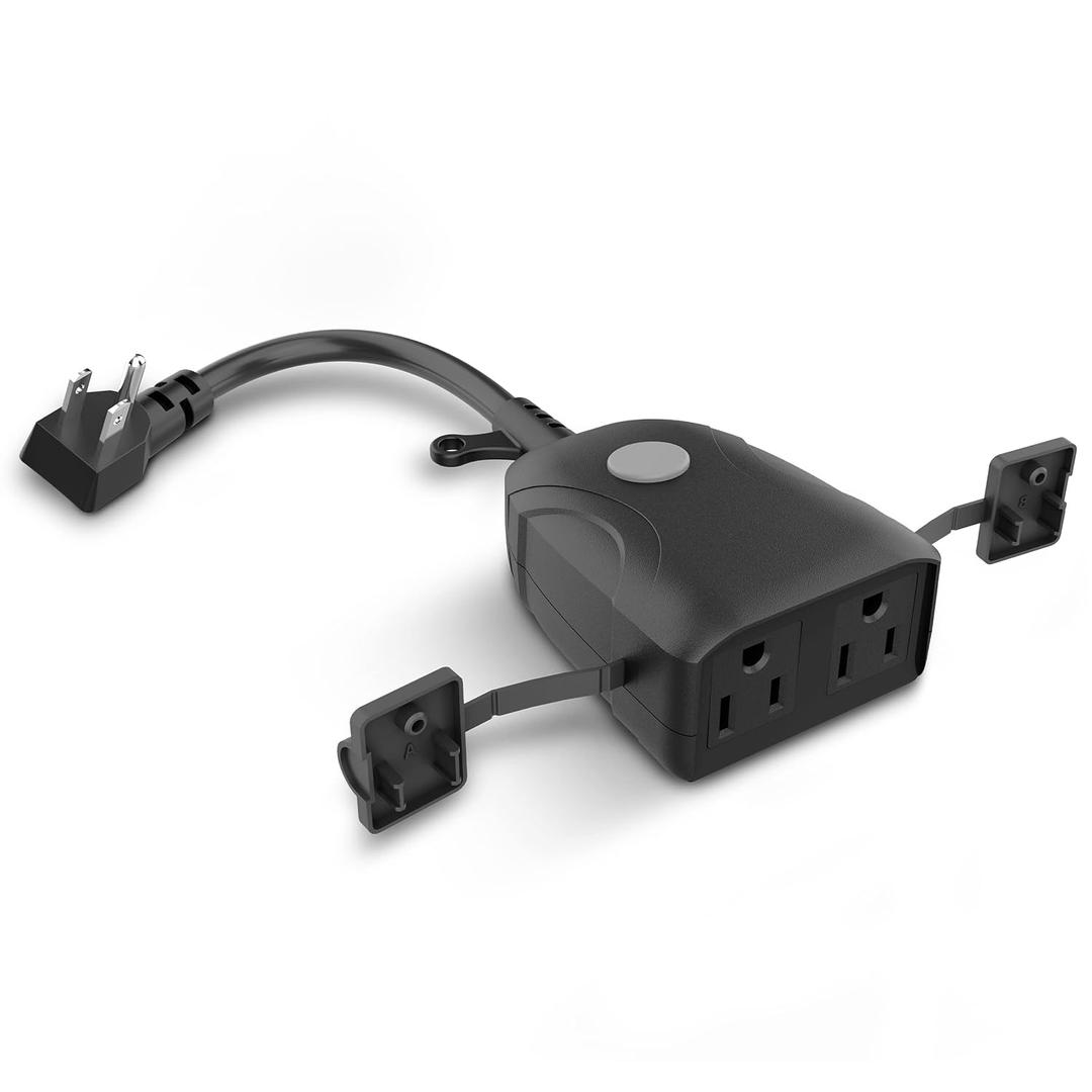 Feit Electric 120V 15A Smart Wifi Enabled Dual Outlet Wall Plug (Outdoor, BLACK)