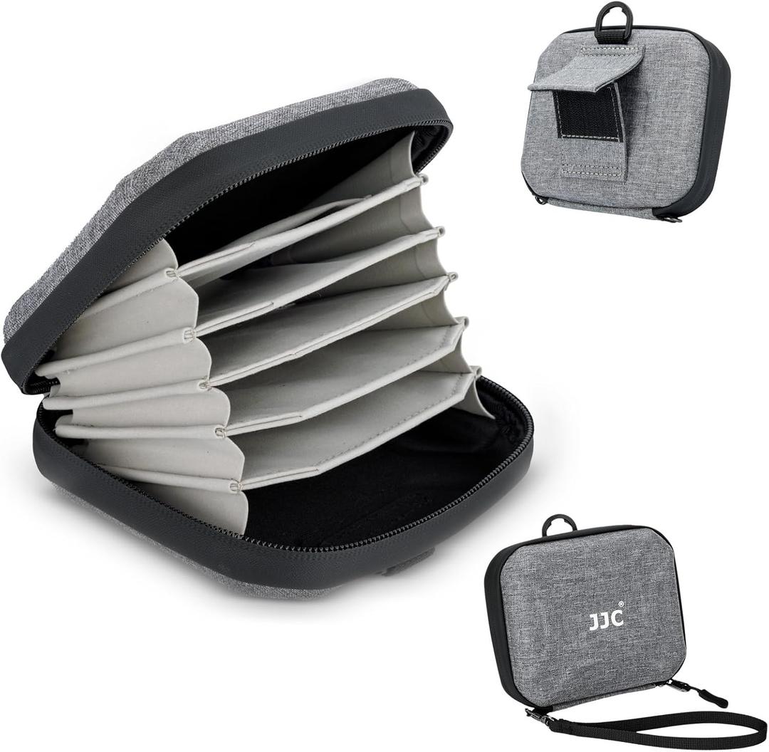 JJC Durable Hard Shell Lens Filter Case Up to 95mm, 4 Pockets Lens Filter Holder Bag with Belt Loop and Wrist Strap, Camera Lens Filter Storage Case Carrying Pouch for Filter Round Filter ND UV CPL