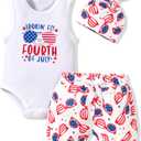 Aalizzwell Baby Boys Summer Clothes Sleeveless Bodysuit Shorts Outfit (White, XS)