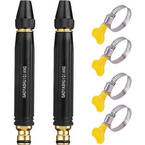 High Pressure Hose Nozzle, Ultra Lightweight Garden Hose Pressure Washer Spray Gun, Jet Nozzle Power Washer Attachment with 4 Clamps for Car Washing, Yard Cleaning & Plant Watering, 0.2lb