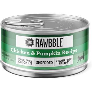 BIXBI Rawbble Shredded Chicken & Pumpkin Recipe Cans Grain Free, Protein Rich Wet Cat Food (2.75 Ounce Cans, Case of 24) (EXP 06/22/25)