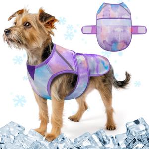 KYEESE Dog Cooling Vest Lightweight Dog Cooler Jacket for Summer 3D Breathable Mesh Pet Cooling Shirts with Reflective Stripe UV Protection Pet T Shirt for Beach, Hiking, Walking (Purple, M) (Medium (11-18lbs))