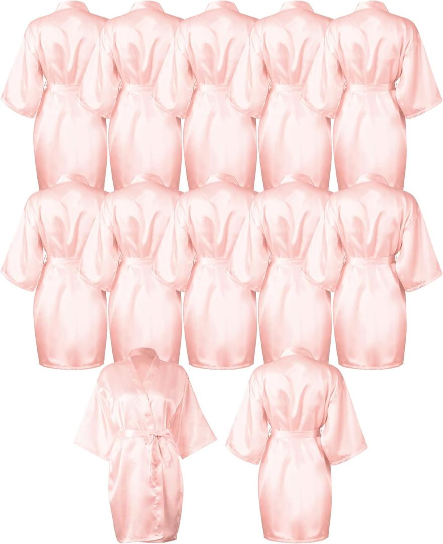 Patelai Bridesmaids Robes for Women Silk Satin Kimono Short Robe Bulk Bridal Party Getting Ready Outfits Wedding Sleepwear (Pink)