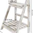 MyGift 2 Tier Rustic Whitewashed Solid Wood Freestanding Foldable Indoor Plant Stand, Decorative Wooden Display Shelf, Medium