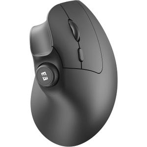 seenda Ergonomic Mouse Wireless, MOU-302 Bluetooth Vertical Mouse Rechargeable, Volume Knob, Silent Mice & 1000/1600/2400 DPI, 3 Multi-Device Connection for Windows/PC/Laptop/Mac/MacBook, Black