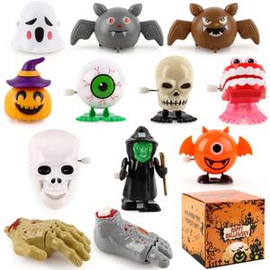Hooqict 12pcs Halloween Party Favors Toys for Kids Wind Up Toys Ghost Skeleton Pumpkin Pull Back Cars for Halloween Prizes Classroom Goodie Bag Basket Stuffers Trick or Treat Gift Bag Fillers