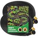 MIXC 2026 Thickened Flat Soaker Hose 100Ft with Copper Joint, Saving 80% Water, Aluminum Seal, 1mm Hose, 360°Swival Handle, Hole Pressure Relief Gasket, Drip Kit for Vegetable Garden, Lawn, Flower Bed