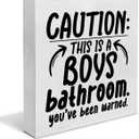 Country Caution Boys Bathroom Wood Box Sign Decor Desk Sign Humor Bathroom Wooden Box Block Sign Rustic Home Toilet Shelf Wall Decoration