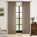 TWODRAPES Pinch Pleated Neutral Linen Curtains 2 Panels Set Living Room Dining Pinch Pleat Back Tab Light Filtering Farmhouse Boho Retro Window Curtain Drapes 84 Inch Length Latte Tan Brown