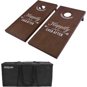 GoSports Wedding Cornhole Set | Regulation 4 ft x 2 ft Size Solid Stained Wood with Carrying Case (Choose Your Colors) - Match The Wedding Theme!