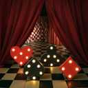 4 Pcs Casino Theme Party Decorations Wooden Casino Light up Sign Battery Powered Poker Lighted Sign LED Lights for Night Party Tabletop Decor Supplies(Poker)